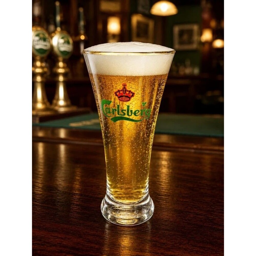 Carlsberg Beer Glass Gold Rim Pilsner Danish